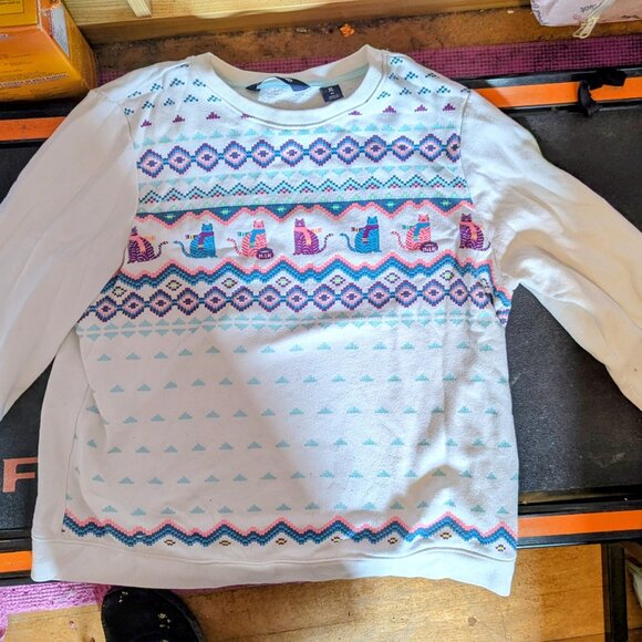 Lands End Kids Girls Sweater with Cat Print Plus Size XXL Kids - Picture 1 of 1